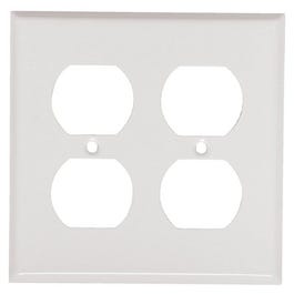 Steel Wall Plate, 2-Gang, 2-Duplex Opening, White