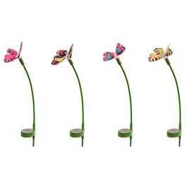 Solar Fiber Optic Butterfly, Color-Changing LED, 4 Toppers