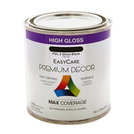 Premium Decor Black Gloss Enamel Paint, Qt.