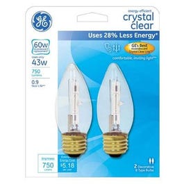 Halogen Light Bulb, Bullet Shape, 43-Watts, 2-Pk.