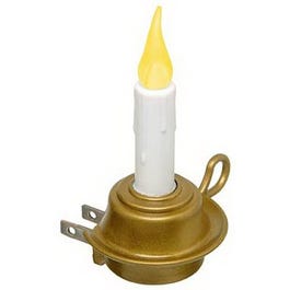 LED Candle Night Light, Rotating Plug, Brass-Look Base