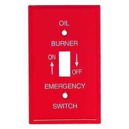 Emergency Oil Burner Wall Plate, 1-Gang, Single-Toggle, Red