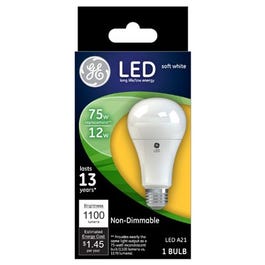 LED Light Bulb, Soft White, Non-Dimmable, 1100 Lumens, 12-Watts