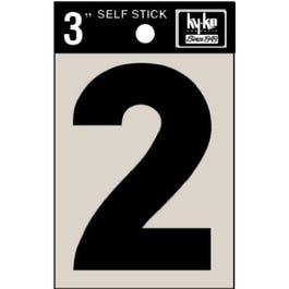 Address Numbers, "2", Black Vinyl, Adhesive, 3-In.