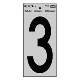 Adhesive Reflective Number 3, Vinyl, 6-In.