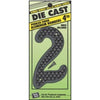 House Address Number 2, Black Die-Cast Aluminum, 4-In.