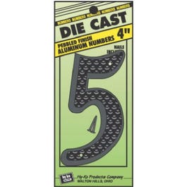 House Address Number 5, Black Die-Cast Aluminum, 4-In.