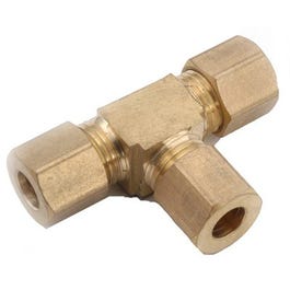 Brass Compression Tee, Tube All Ends, Lead-Free, 1/4-In.