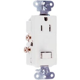 Combo Switch & Outlet, 2-Pole 3-Wire Grounding, White, 15-Amp, 125-Volt