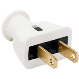 Construction Plug, White Rubber, 2-Pole, 2-Wire, NEMA 1-15P, 15-Amp, 125-Volt