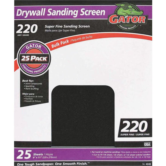 Gator Grit 220 Grit 9 In. x 11 In. Drywall Sanding Screen (25 Pack)