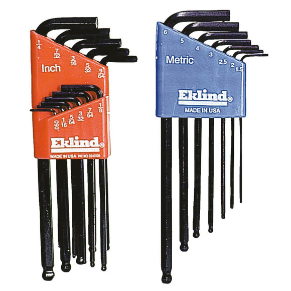 Eklind Standard and Metric Ball-End Hex Key Set, 18-Piece