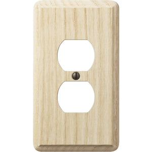 Amerelle 1-Gang Solid Oak Outlet Wall Plate, Unfinished Ash