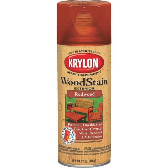 Krylon 12 Oz. Exterior Semi-Transparent Wood Stain Spray, Redwood